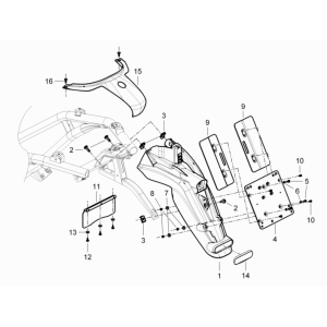 Bavettes arrière Piaggio Beverly 350 E3 Sport Touring 2013-2014 noir mat 93/B