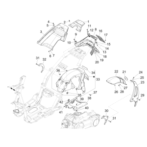 Plaques de protection arrière - Bavettes garde-boue Piaggio NRG Power DD 2007-2017 noir brillant 94