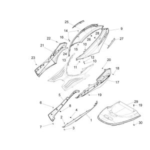 Spoiler inférieur Piaggio New Fly 4 temps 2 soupapes noir 98/a