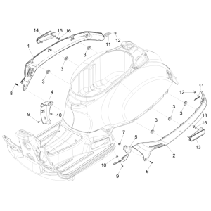 Caches latéraux Vespa GTS 300 ie 2008-2016 (avec et sans ABS) noir 85/B