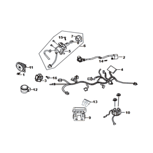 Faisceau de câbles - Commutateur d'allumage - Unité CDI Sym Fiddle II euro4 (WH-006), blanc