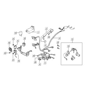 Pièces électriques Kymco Super9 2t lc o.m noir-rouge mat