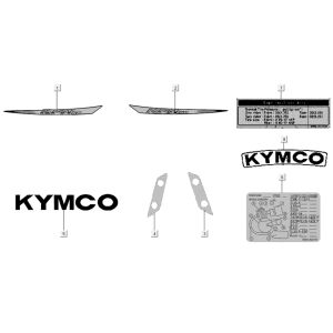Emblème Set - Stickers Kymco K-Pipe 4 temps noir brillant
