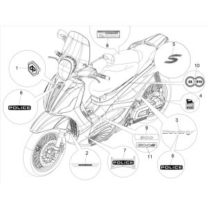 Emblèmes de la Piaggio Beverly 300 IE ABS E4 2016 - 2020 (EMEA)