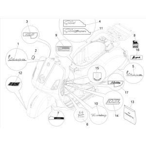 Emblèmes/ Autocollants Vespa GTS 125 4 temps IE ABS Euro4 2016-2018