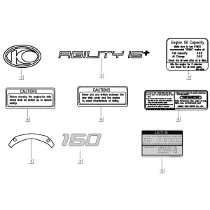 Autocollants emblème Kymco Agility 16+ 4T 150I E4