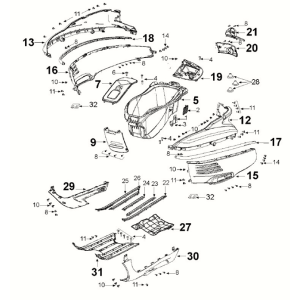 Écrans pour motos - Coffre de selle - Marchepied - Jupes latérales Peugeot Django 4 temps Euro 5 Deep Ocean Blue/ Mad Grey (S5)