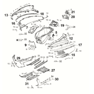 Fairing box Peugeot Django 125 EFI E5 2021-2022 MILKY WHITE/ DRAGON RED (G9)