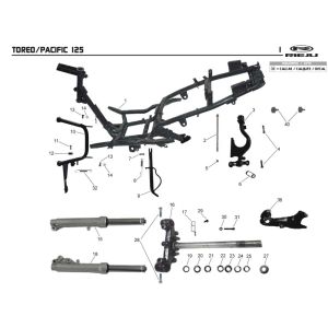Châssis Fourche avant Rieju Pacific gris 2009 2 temps
