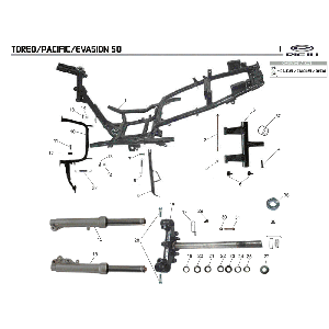 Cadre Fourche avant Rieju Toreo orange 2008 2 temps