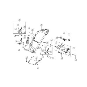 Cadre+support moteur Kymco People 2 temps bleu