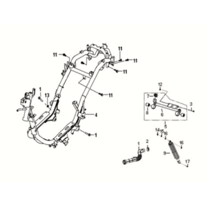Châssis - support moteur Sym Fiddle III 50 E3