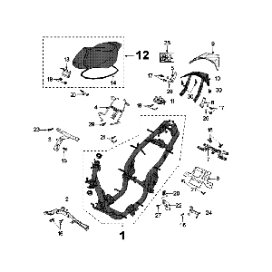 Cadre et selle Peugeot Speedfight 4 4 temps Bleu/Noir