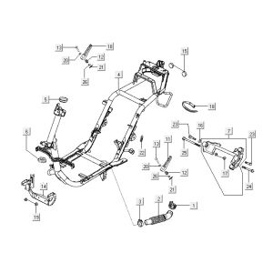 Pièces de cadre Kymco Super9 2t lc om noir mat-rouge