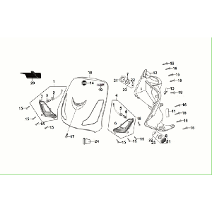 Capot avant - Protège-jambes - Clignotants avant Sym Fiddle ll Euro 5 Black (BK-5560S)