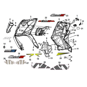 Capot avant - boîtier intérieur avant Sym Orbit III 50 E5 blanc/gris (WH-006/GY-419S)