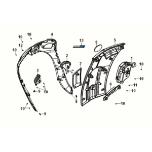 Front cover Sym Fiddle IV 125i AC CBS E5 2020-2021 BLACK (BK-7C)