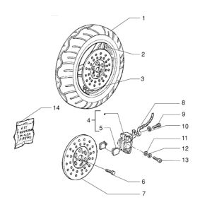 Roue avant - étrier - (version frein à disque) Piaggio Zip RST