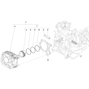 Groupe Piaggio Fly 125 4 temps 3V IE E3 4 temps-Groep cilinder-zuiger-zuigerpen Piaggio Fly 125 4-takt 3V IE E3