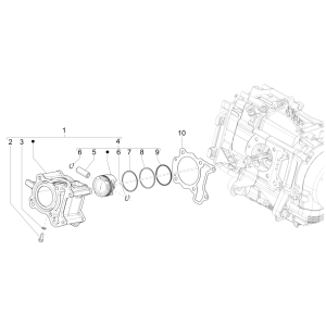 Groupe d'axes de piston de cylindre Vespa GTS 125 4T E5 ABS 2021 (EMEA)