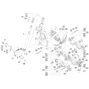Fourche avant/tube de direction Piaggio MP3 300LT Sport 2009-2014
