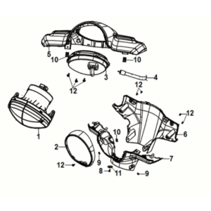 Handle cover - head light Sym Fiddle IV 125i AC CBS E5 2020-2021 BLACK (BK-7C)