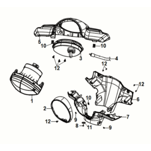 Couvre-poignée de phare Sym Fiddle IV 50 E5 gris sidéral (BK-2593U)