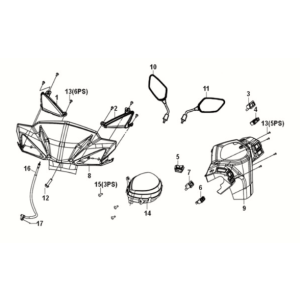 Couvre-poignée Sym E-XPRO 45KM/H 2020-2021 blanc (WH-8018P)