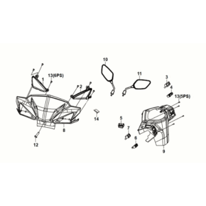 Tuyau de poignée - couvre-poignée Sym Orbit III 50 E5 noir mat/jaune fluorescent (BK-007U/Y-102C)
