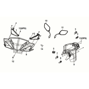 Tuyau de poignée - couvre-poignée Sym Orbit III 50 E5 blanc/gris (WH-006/GY-419S)
