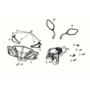 Tuyau de poignée - couvercle de poignée Sym X-Pro 50 E5 blanc (WH-8018P)