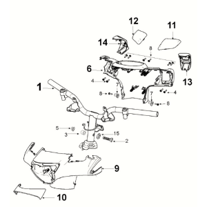 Guidon Peugeot Django 4 temps E5 Deep Ocean Blue/ Mad Grey (S5)