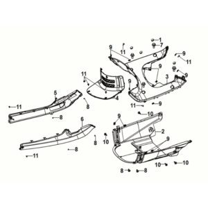 Couvercle central du panneau de plancher du garde-boue intérieur Sym Fiddle IV 50 E5 blanc (WH-8028P)