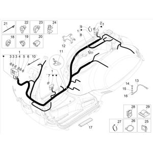 Faisceau de câbles Vespa GTS 300 HPE 4T 4V IE ABS E4 2019 (EMEA)