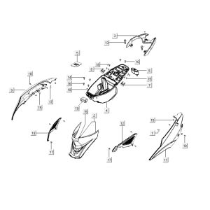 Kapdels-arrière Kymco Agility RS 4 temps rouge