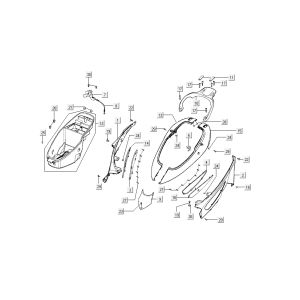 Capots arrière Kymco BW LC 2 temps argent