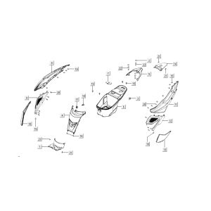 capots arrière Kymco Super8 4 temps à partir de 2009 Bleu