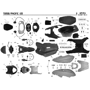 Capots Rieju Pacific 125 rouge 2 temps