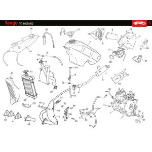 Refroidissement- Réservoir de carburant- Echappement Rieju Tango blue 2010 2 temps