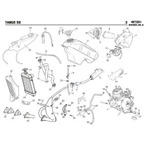 Refroidissement- Réservoir de carburant-Echappement Rieju Tango green 2009 2 temps