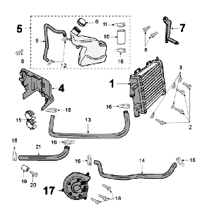Système de refroidissement Peugeot Jet Force LC Injection Rouge