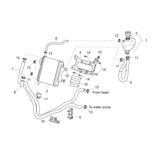 Système de refroidissement Aprilia SR 50 H2O ie+carb 2004-2009