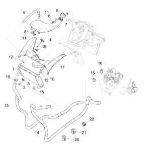 Radiateur - Tuyaux de refroidissement - Réservoir de liquide de refroidissement Piaggio NRG Power 50 2 temps LC Euro 4