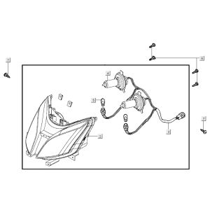 Optique de phareKymco Super 8 Street 4 temps rouge