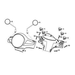 Koplampkap - spiegels - schakelaars Sym Fiddle II Euro 4 Black (BK-5560S)