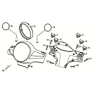 Cache phares Rétroviseurs Interrupteurs Sym Allo GT (BK007U S882U) noir argent