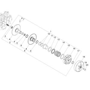 Embrayage Piaggio Medley 125 4T IE ABS E4 2016-2019 (EMEA)