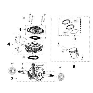 Vilebrequin et cylindre Peugeot Speedfight 3 AC Bleu