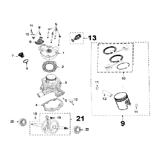 Vilebrequin et cylindre Peugeot Speedfight 3 LC bleu