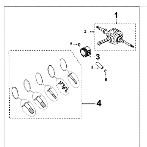 Vilebrequin et piston Peugeot Kisbee orange